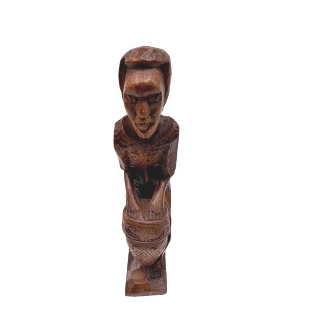 Hand Carved Wood Drummer Figurine Set Tribal African Art Decor Men Drums - Picture 3 of 12